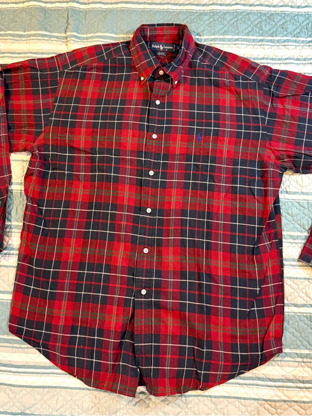 Ralph Lauren Blaire Shirt Men Size Medium Red Plaid  Cotton